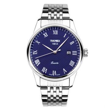 Vente en gros Skmei Hommes Montres Luxe Quartz Argent Inoxydable Montre Logo Personnalisé